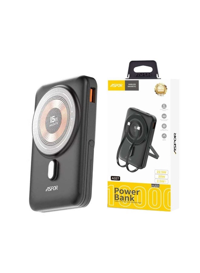 أسبور بنك طاقة لاسلكي مغناطيسي ASPOR A327 بسعة 10000 مللي أمبير - شحن سريع بقوة 22.5 واط مع إمكانية شحن الساعة - Image 3